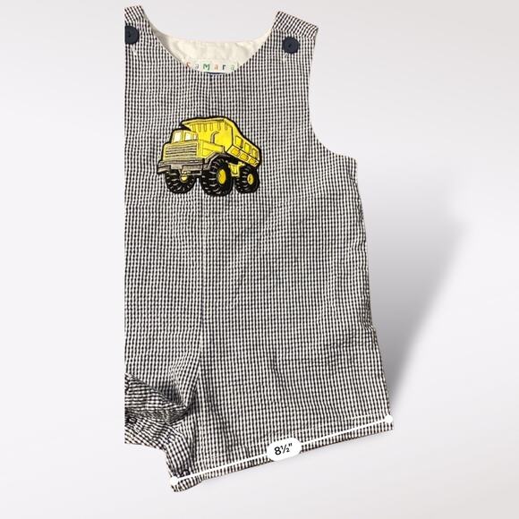 Vintage Samara Romper 3T Black White Seersucker Romper Dump Truck‎ Appliqué - Picture 4 of 10